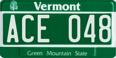 VT license plate ACE048