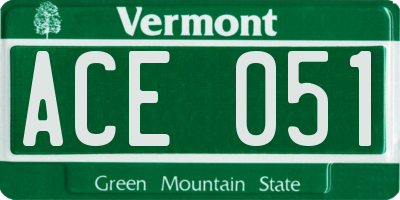 VT license plate ACE051