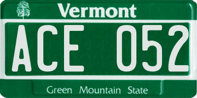 VT license plate ACE052