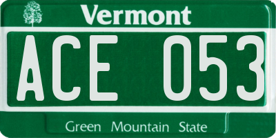 VT license plate ACE053