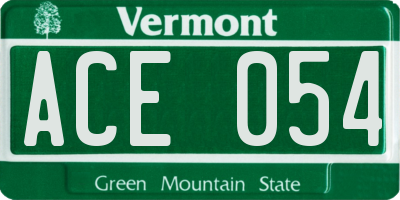 VT license plate ACE054