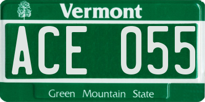 VT license plate ACE055