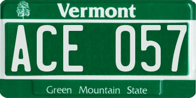 VT license plate ACE057