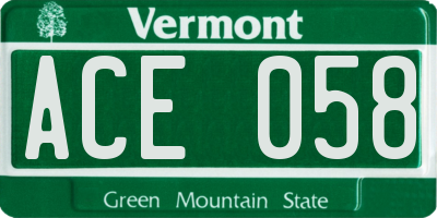 VT license plate ACE058