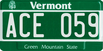 VT license plate ACE059