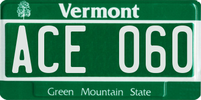 VT license plate ACE060