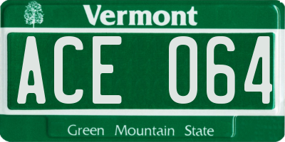 VT license plate ACE064