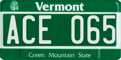 VT license plate ACE065