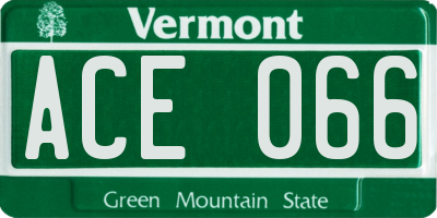 VT license plate ACE066