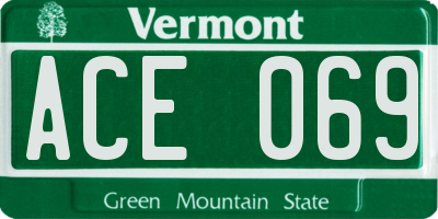 VT license plate ACE069