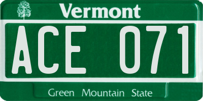 VT license plate ACE071