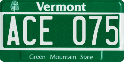 VT license plate ACE075