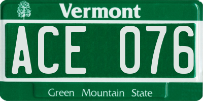 VT license plate ACE076