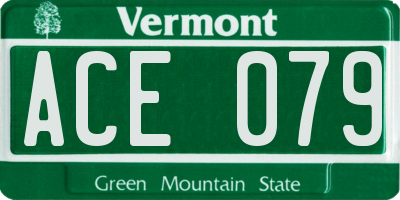 VT license plate ACE079