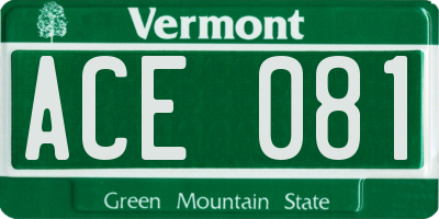 VT license plate ACE081