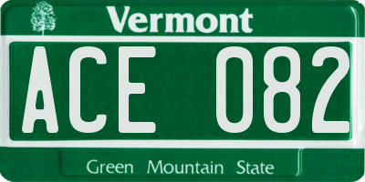 VT license plate ACE082