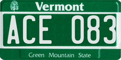 VT license plate ACE083