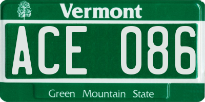 VT license plate ACE086