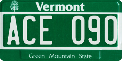 VT license plate ACE090