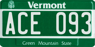 VT license plate ACE093