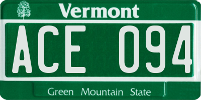 VT license plate ACE094