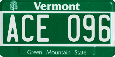 VT license plate ACE096