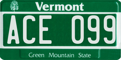 VT license plate ACE099