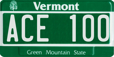 VT license plate ACE100