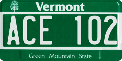 VT license plate ACE102