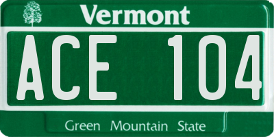 VT license plate ACE104