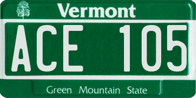 VT license plate ACE105