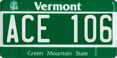 VT license plate ACE106