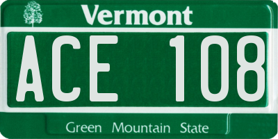 VT license plate ACE108