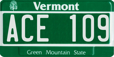 VT license plate ACE109