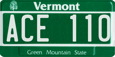 VT license plate ACE110