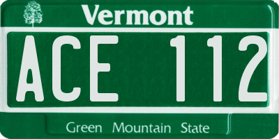 VT license plate ACE112