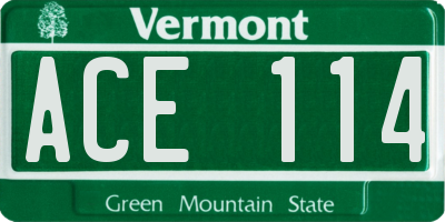 VT license plate ACE114