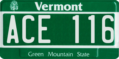 VT license plate ACE116