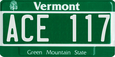 VT license plate ACE117