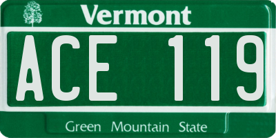 VT license plate ACE119