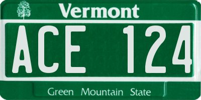 VT license plate ACE124