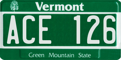 VT license plate ACE126