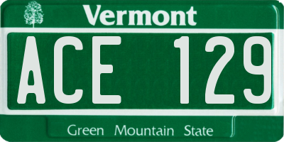 VT license plate ACE129