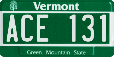 VT license plate ACE131