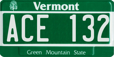 VT license plate ACE132