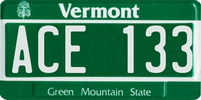 VT license plate ACE133