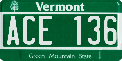 VT license plate ACE136