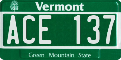 VT license plate ACE137