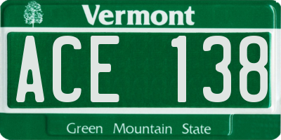 VT license plate ACE138