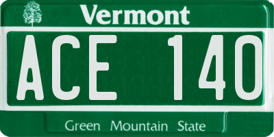 VT license plate ACE140